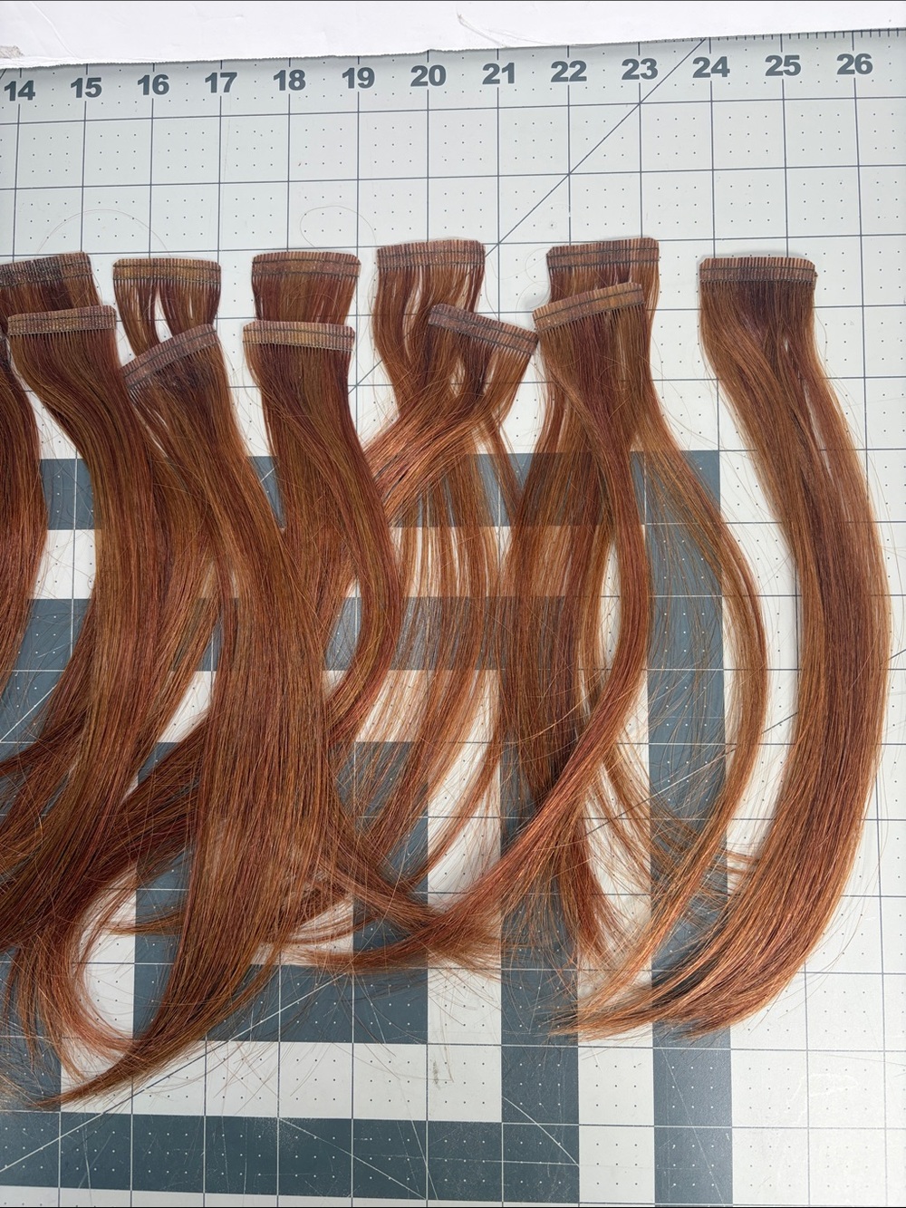 Human Hair Tape In Extensions 12-13” Auburn Copper Brown Pre-Owned 20 pieces - Picture 3 of 9